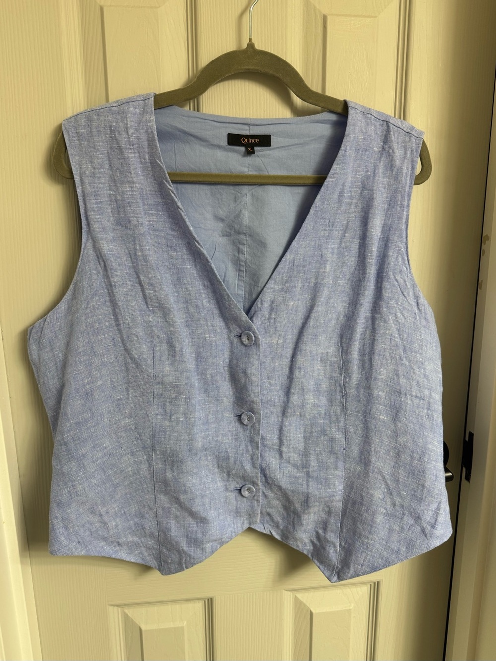 Quince Linen Vest - Blue - XLarge